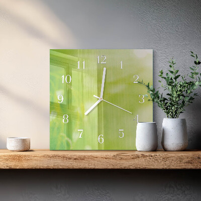 Horloge carrée en verre Herbe