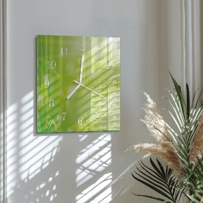Horloge carrée en verre Herbe