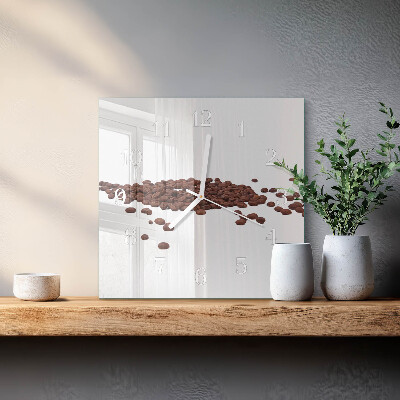 Horloge carrée en verre Café en grains