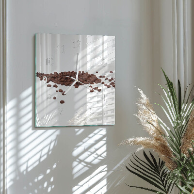 Horloge carrée en verre Café en grains