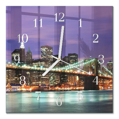 Horloge carrée en verre Le pont à l'horizon