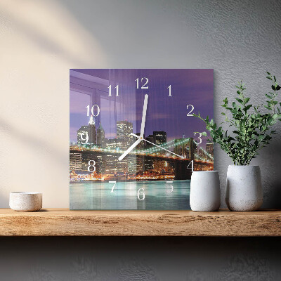 Horloge carrée en verre Le pont à l'horizon
