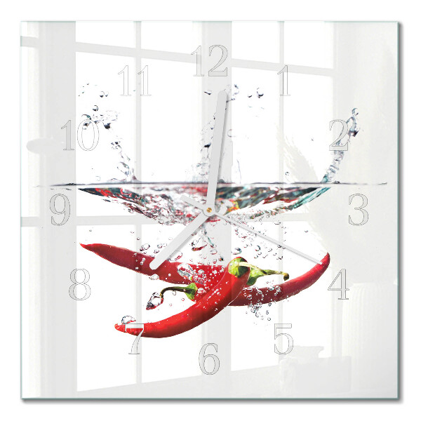 Horloge carrée en verre Piments