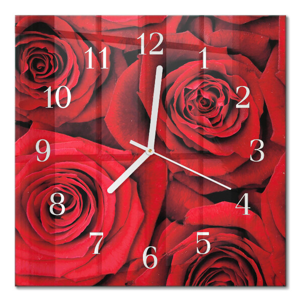 Horloge carrée en verre Roses