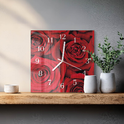 Horloge carrée en verre Roses