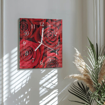 Horloge carrée en verre Roses