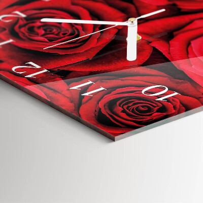 Horloge carrée en verre Roses
