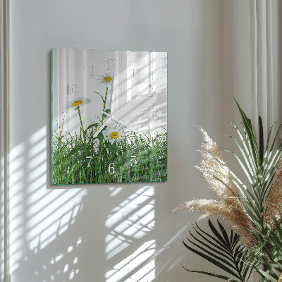 Horloge carrée en verre Marguerites
