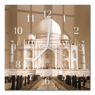 Horloge carrée en verre Le taj mahal en sépia
