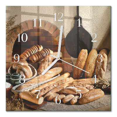 Horloge carrée en verre Pain