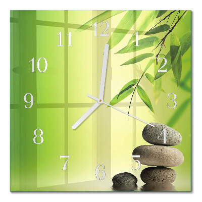 Horloge carrée en verre Pierres de bambou