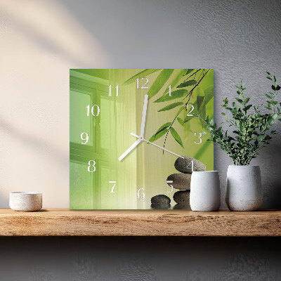 Horloge carrée en verre Pierres de bambou