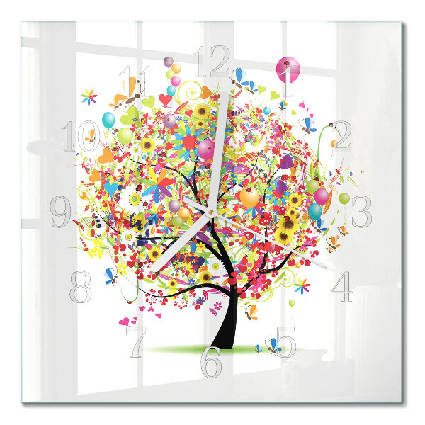 Horloge carrée en verre Arbre coloré