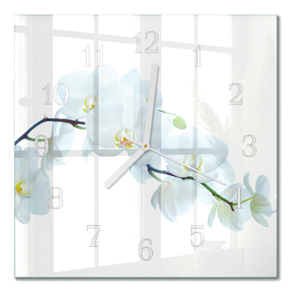 Horloge carrée en verre Orchidée