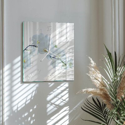 Horloge carrée en verre Orchidée