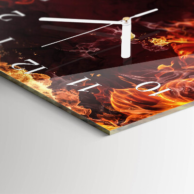 Horloge carrée en verre Fleurs de feu
