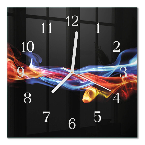 Horloge carrée en verre Fumée abstraite