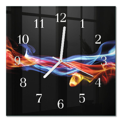 Horloge carrée en verre Fumée abstraite