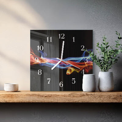 Horloge carrée en verre Fumée abstraite