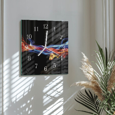 Horloge carrée en verre Fumée abstraite