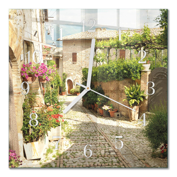 Horloge carrée en verre Allée des fleurs