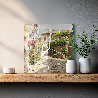 Horloge carrée en verre Allée des fleurs