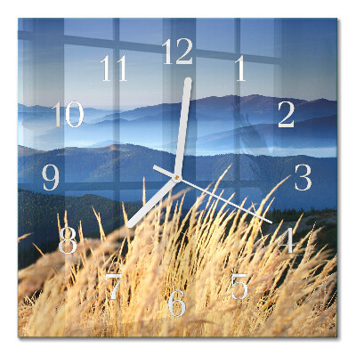 Horloge murale carrée Montagnes d'herbe