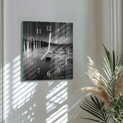 Horloge carrée en verre Mer