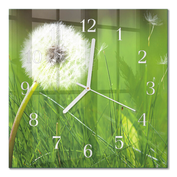Horloge carrée en verre Pissenlit