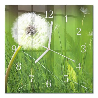 Horloge carrée en verre Pissenlit