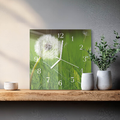 Horloge carrée en verre Pissenlit