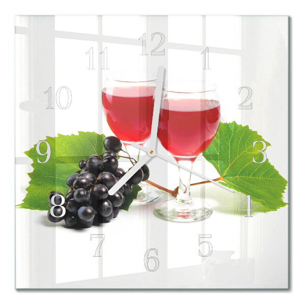 Horloge carrée en verre Raisins pour le vin