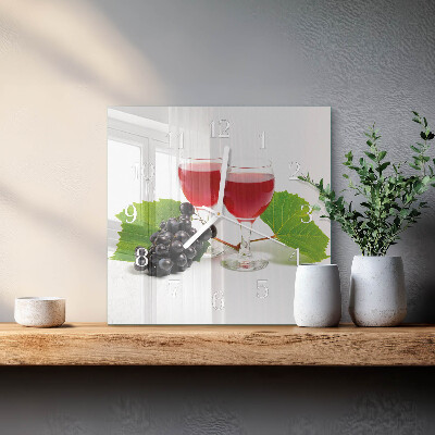 Horloge carrée en verre Raisins pour le vin