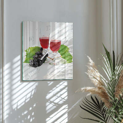 Horloge carrée en verre Raisins pour le vin