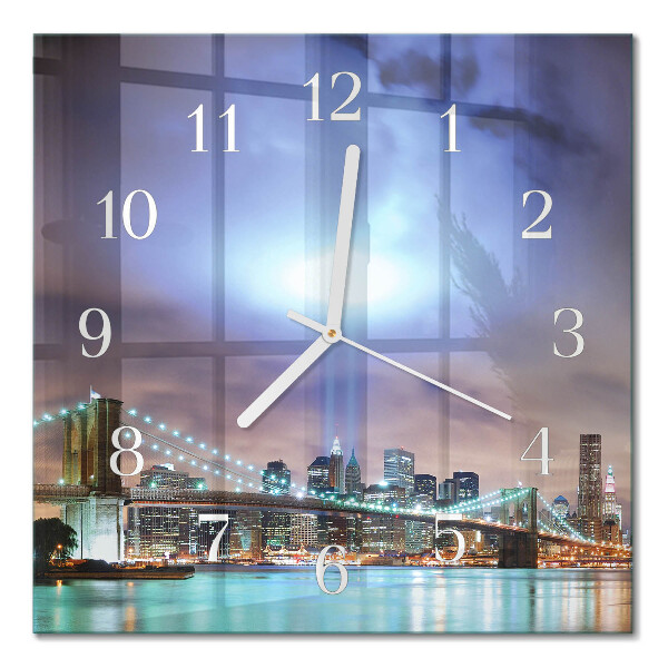 Horloge carrée en verre Horizon nocturne