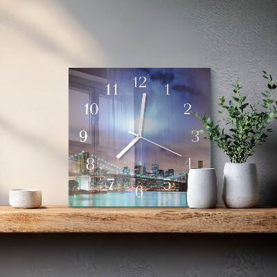 Horloge carrée en verre Horizon nocturne