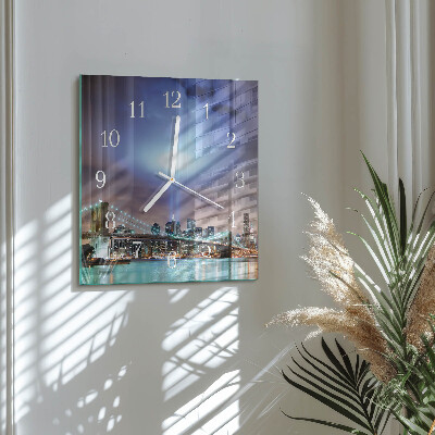 Horloge carrée en verre Horizon nocturne
