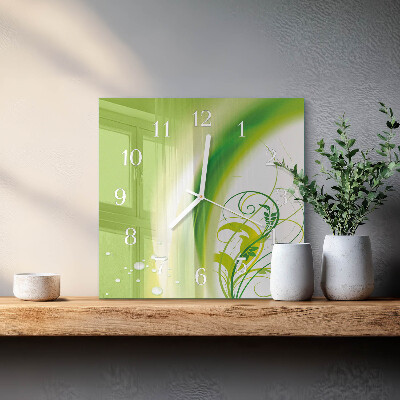Horloge carrée en verre Plante modèle