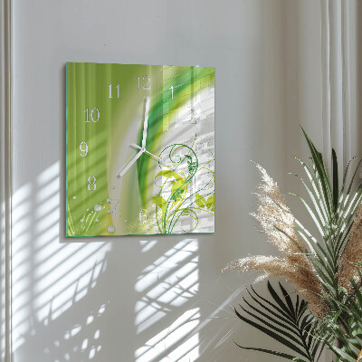 Horloge carrée en verre Plante modèle