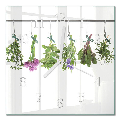 Horloge carrée en verre Herbes
