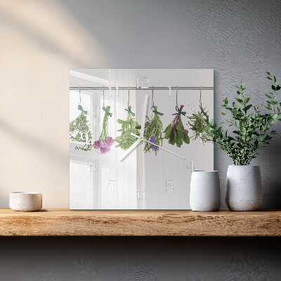 Horloge carrée en verre Herbes