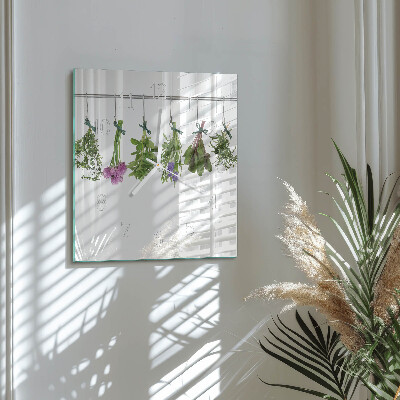 Horloge carrée en verre Herbes