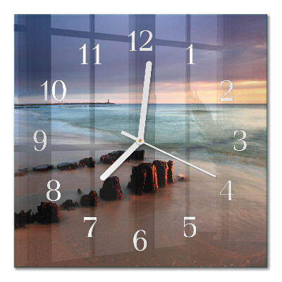 Horloge carrée en verre Plage mer