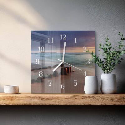 Horloge carrée en verre Plage mer