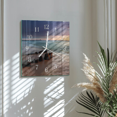 Horloge carrée en verre Plage mer
