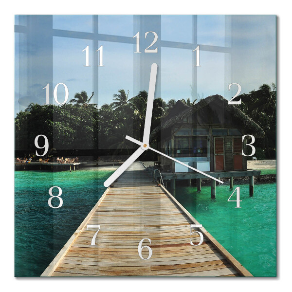 Horloge murale carrée Palmiers marins