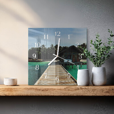 Horloge murale carrée Palmiers marins