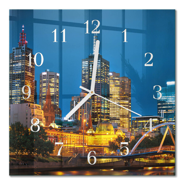 Horloge carrée en verre Ville