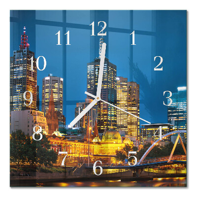Horloge carrée en verre Ville