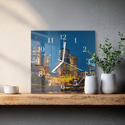 Horloge carrée en verre Ville
